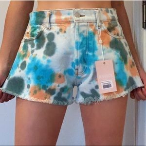 Revice denim tie dye denim shorts
